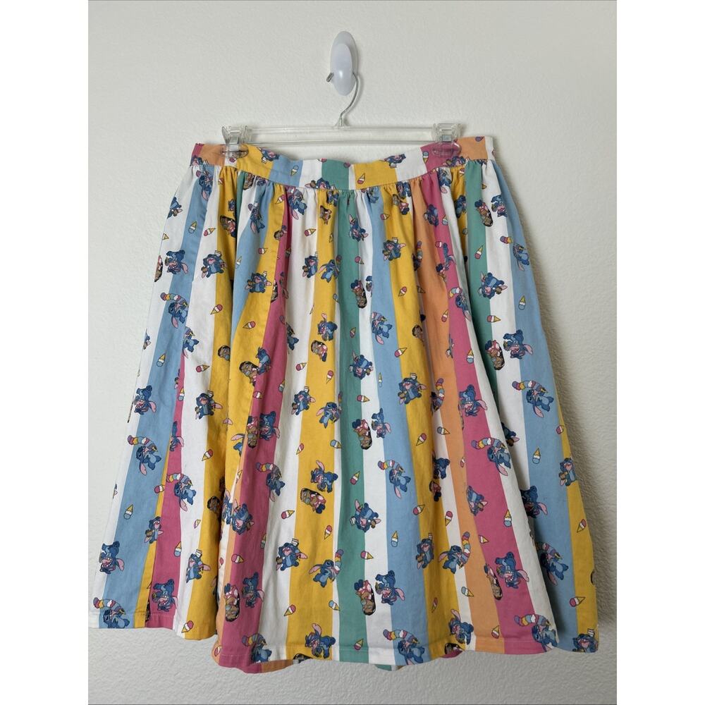 DISNEY HER UNIVERSE Womens Skirt SZ 1 PLUS Lilo and Stitch Pleated Striped